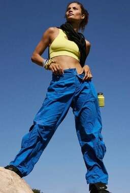 FP Movement Free People Size Small Mesmerize Me Royal Blue Cargo Pants |MSRP$108